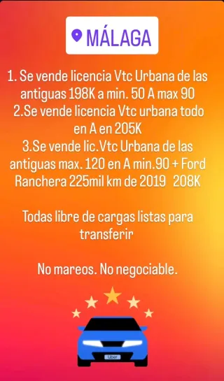 Se traspasan licencias VTC