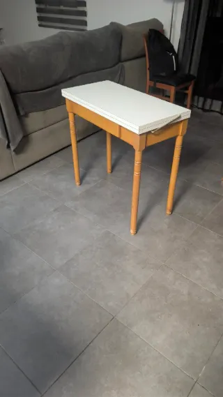 Mesa plegable cocina vintage madera blanca