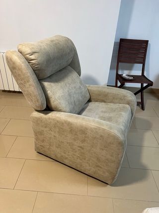 Sillón relax polipiel beige