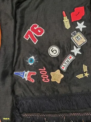 Chal Estampado Parches Flecos Mujer