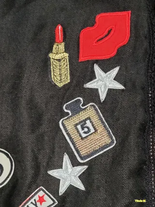 Chal Estampado Parches Flecos Mujer