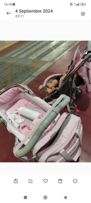 Carro Bebecar gris y rosa