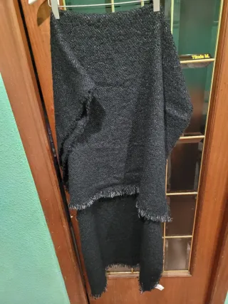 Bufanda Enorme Flecos Negro Mujer