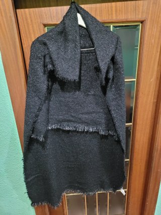 Bufanda Enorme Flecos Negro Mujer