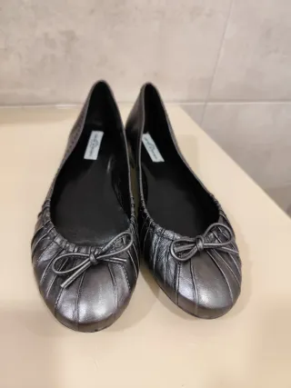 Bailarinas Lodi Piel Talla 39 Plata