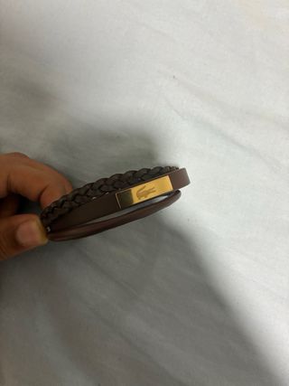 Pulsera Cuero Genuino Hombre Marrón y Dorado