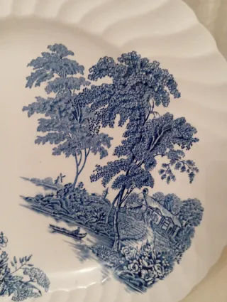 Piatto inglese blu e bianco