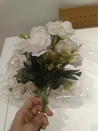 5 Ramilletes Flores Artificiales Blancas