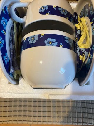 Set Tazze e Piattini con Fiori Blu