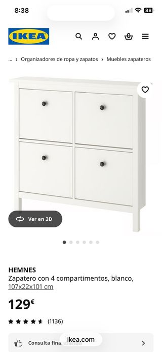 Zapatero Ikea Blanco y Transparente