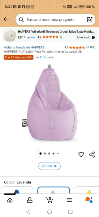 Puff HAPERS Pera Lavanda XL