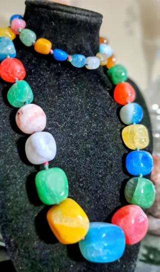 Collana Agata Multicolor Pietre Grandi
