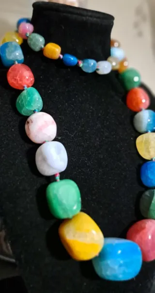 Collana Agata Multicolor Pietre Grandi