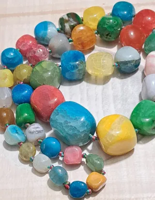 Collana Agata Multicolor Pietre Grandi