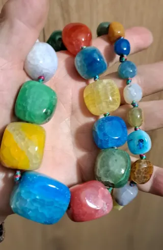 Collana Agata Multicolor Pietre Grandi