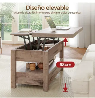Mesa de centro elevable de madera