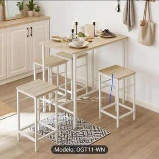 Conjunto de mesa alta con 4 taburetes