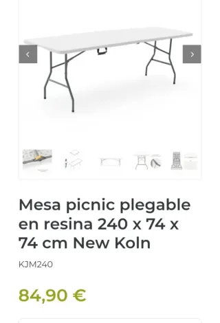 Mesa plegable Gardiun New Koln 240x74x74 cm