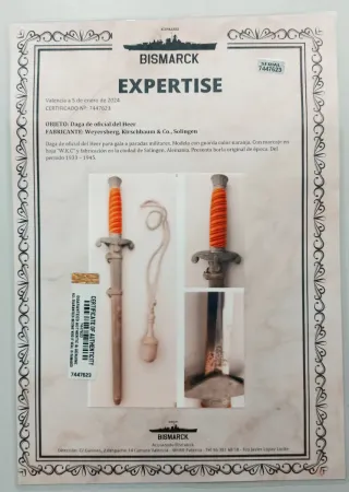 Daga II Guerra Mundial Naranja y Plata