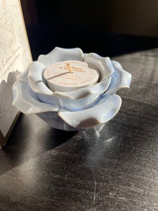 Porta candela Claraluna fiore azzurro