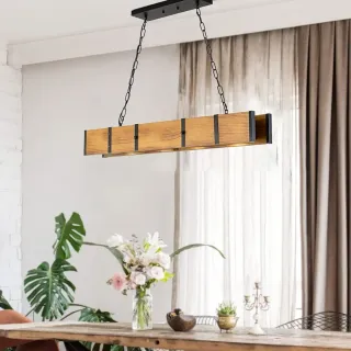 Lámpara colgante madera y metal