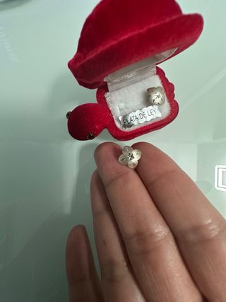 Pendientes Plata Ley Niña Flor