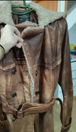 Abrigo Piel Cordero Zara Marrón Talla M