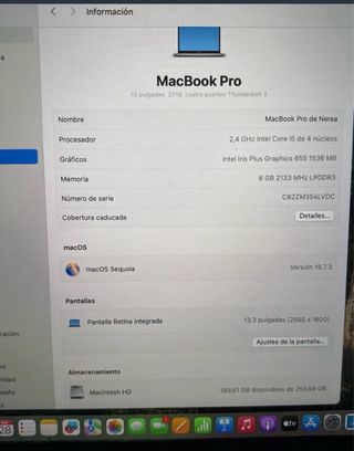 MacBook Pro 13” 2020 Gris Espacial