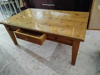 Mesa centro madera maciza cristal