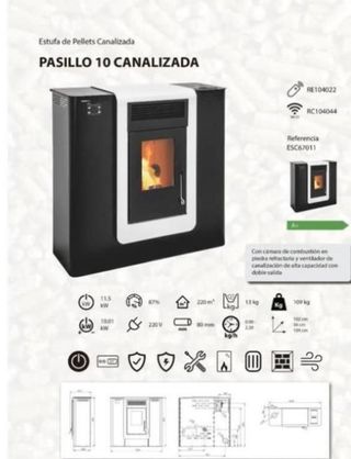 Estufa de Pellets Pasillo canalizada BAR1026