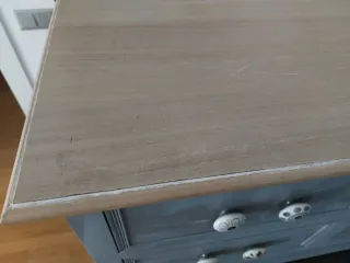 Cómoda/mueble  TV gris azulado y madera