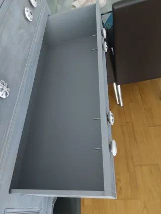 Cómoda/mueble  TV gris azulado y madera