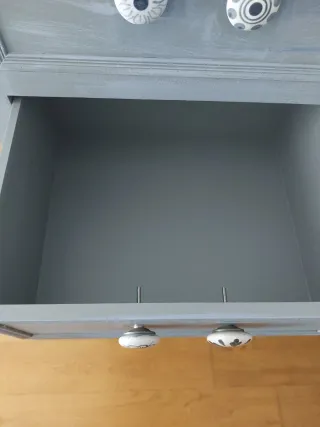 Cómoda/mueble  TV gris azulado y madera