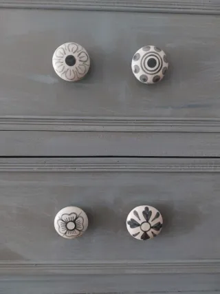 Cómoda/mueble  TV gris azulado y madera