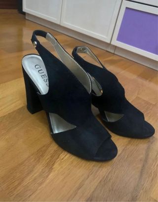 Sandalias Guess Tacón Negro Talla 38