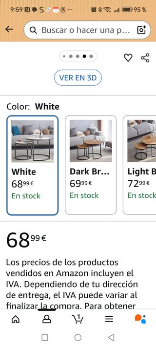 Mesa de centro blanca nueva