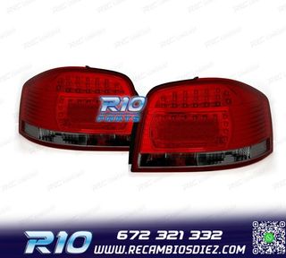 PILOTOS AUDI A3 8P 03-08 LED ROJO AHUMADO