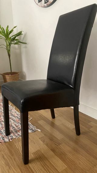 6 Sillas Comedor Piel Negra