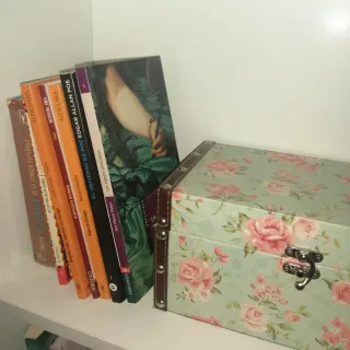 Lote de libros, hucha de cerdito de cerámica, rega