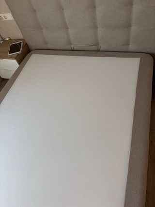 Canapé y cabecero de tela beige