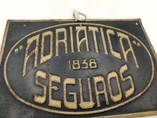ANTIGUA PLACA ADRIATICA SEGUROS 1838