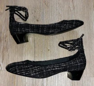 Bailarinas tweed cuadros negro T.40 sin usar