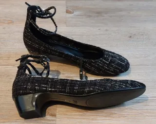 Bailarinas tweed cuadros negro T.40 sin usar