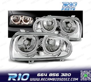 FAROS VOLKSWAGEN VW GOLF 3 OJOS ANGEL FONDO CROMO H7 H7