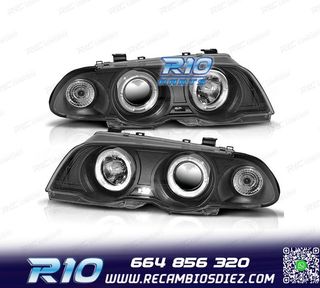 FAROS BMW E46 4 PUERTAS 98-01 OJOS ANGEL FONDO NEGRO