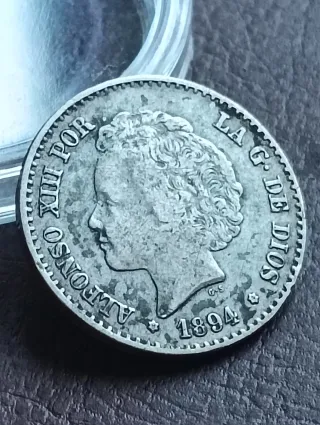 Moneda 50 céntimos Alfonso XIII 1894 Plata