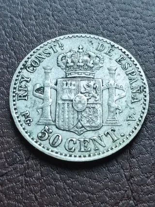 Moneda 50 céntimos Alfonso XIII 1894 Plata