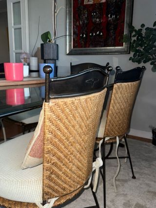 Mesa cristal fundición + 6 sillas