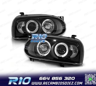 FAROS VOLKSWAGEN VW GOLF 3 OJOS ANGEL FONDO NEGRO H1 H1