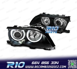 FAROS BMW E46 OJOS ANGEL LED CCFL 4 PUERTAS 01-05 FONDO NEGR